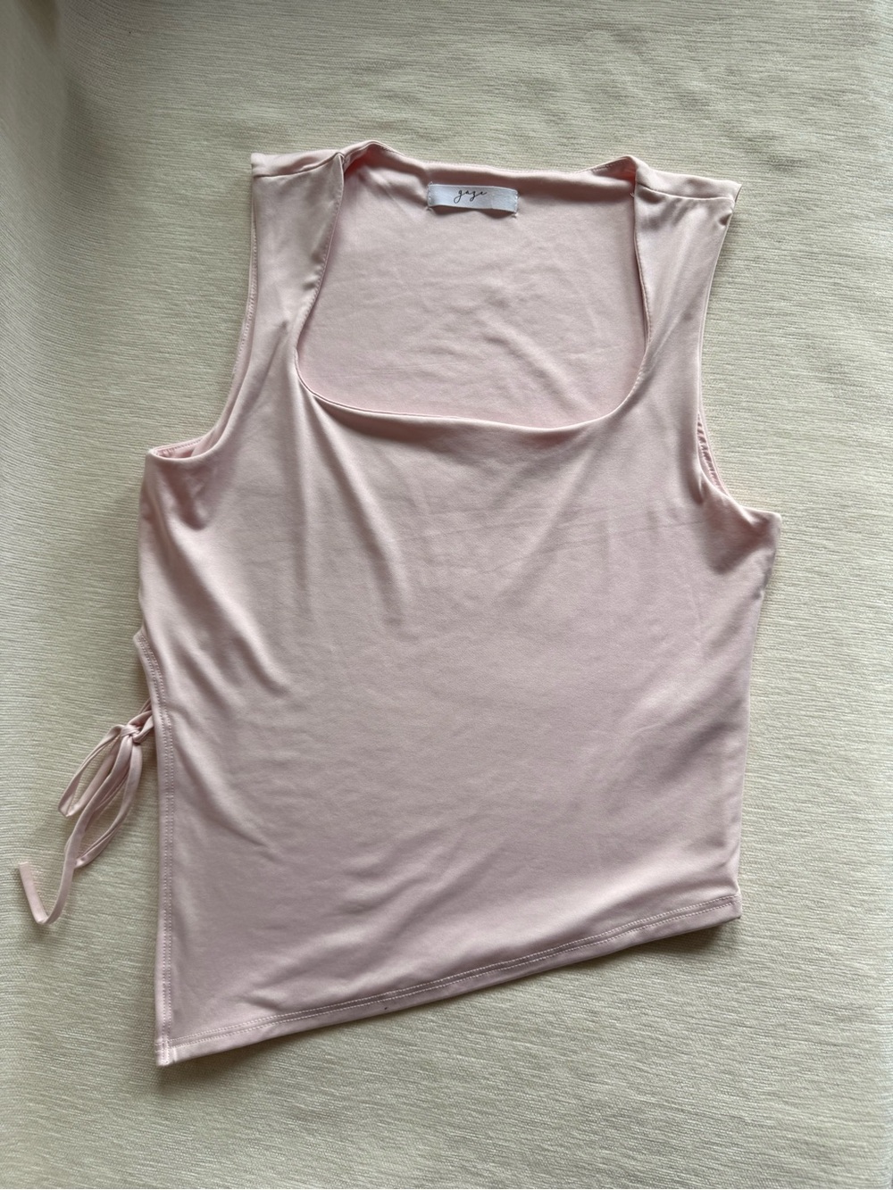 Gaze Pale Pink Asymmetrical Sleeveless Side-Tie Tank Top